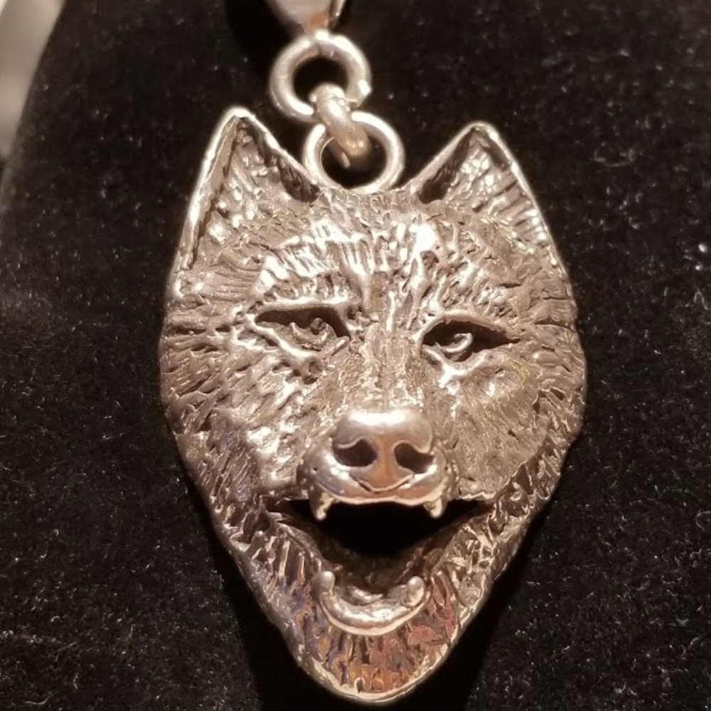 **SOLD** Vintage Sterling Silver Wolf Pendant